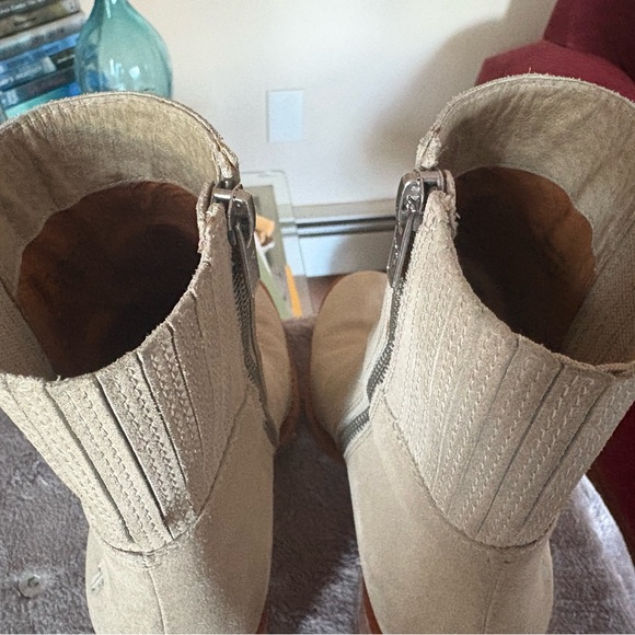 FRYE Pia Sedona Suede block inlay wood heel Boots Size 6 RARE - Picture 13 of 15